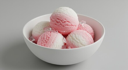 Stacked Colorful Ice Cream Balls In White Bowl