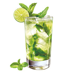 Refreshing Mojito Cocktail with Mint Leaves and Lime Garnish