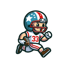 American Football kids mascot cartoon logo icon design