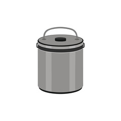 metallic stainless steel food container vector art illustration.