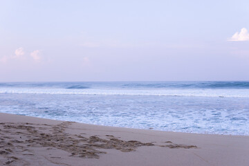 Nature landscape view of beautiful tropical beach and sea in sunny day, morning sea.
