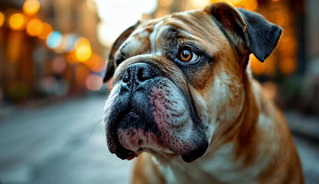 Majestic Bulldog Portrait in Urban Setting