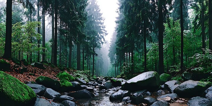 Misty forest creek