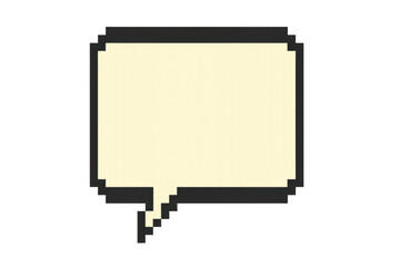 Obraz premium Pixel art speech bubble with black border and cream filling represents retro communication on a transparent background