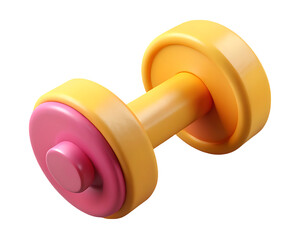 Cartoon dumbbell 3d render isolated on transparent background