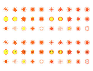 太陽とかわいい笑顔の太陽セット