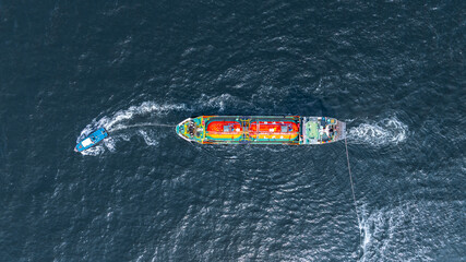 Aerial top view LPG tanker ship, Liquefied Petroleum Gas tanker ship, LPG tanker ship business...