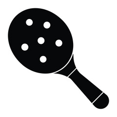 a ping pong paddle icon in black and white.
