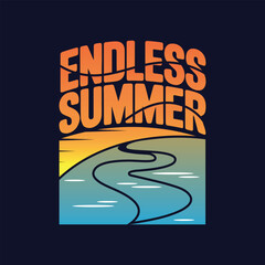 Endless Summer Lettering Calligraphy Typography Quote t-shirt Vector Design Template