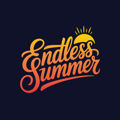 Endless Summer Lettering Calligraphy Typography Quote t-shirt Vector Design Template