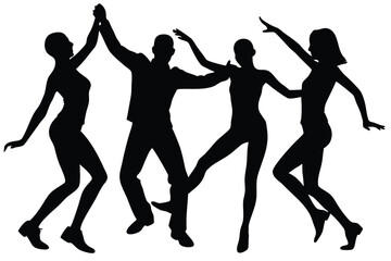 Silhouette of friends dancing closely together