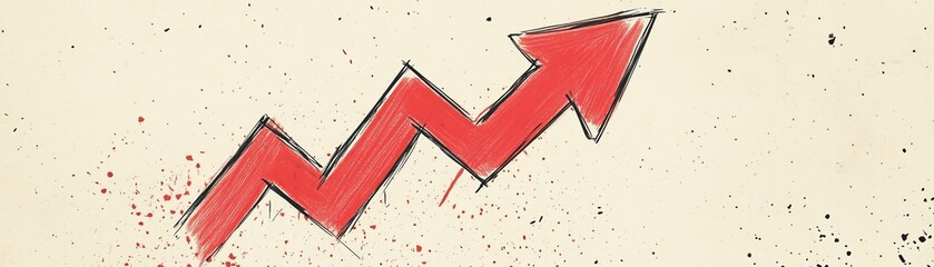 Red Arrow Growth Chart Sketch Style Illustration, Growth, Success Growth, Success