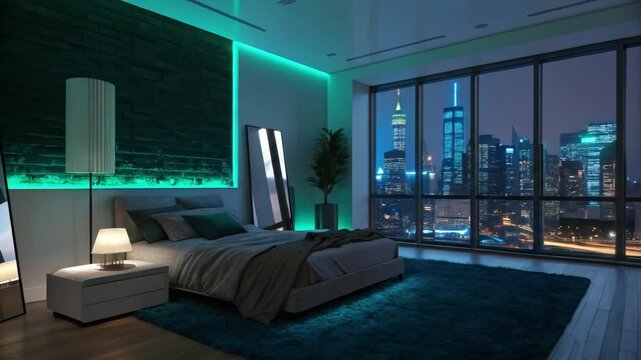 Modern bedroom design ideas with led lighting and city view contemporary interior design inspiration home decor