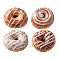 Fototapeta premium Glazed Donuts Top View Collection on Transparent Background
