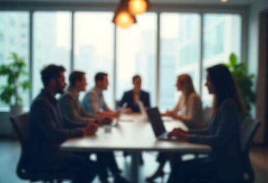 Generative AI Image Showcasing a Corporate Board Meeting in a Blurred Style