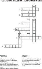 And Cultural Celebration Crossword Puzzle Game Worksheet Activity vector