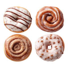 Fototapeta premium Glazed Donuts Top View Collection on Transparent Background