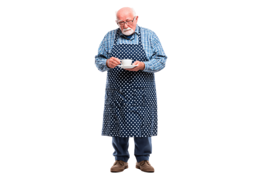 Elderly Man Brewing Coffee Home Kitchen Portrait Bright Lighting Close-Up Lifestyle - Powered by Adobe
