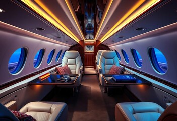 Luxurious private jet interior, wealthy lifestyle,  prestigious,  wealth