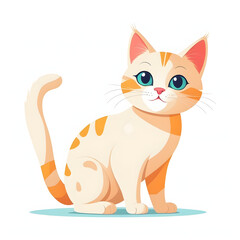 Fototapeta premium Sweet and Mischievous Kitty A Flat Vector Drawing of a Domestic Cat