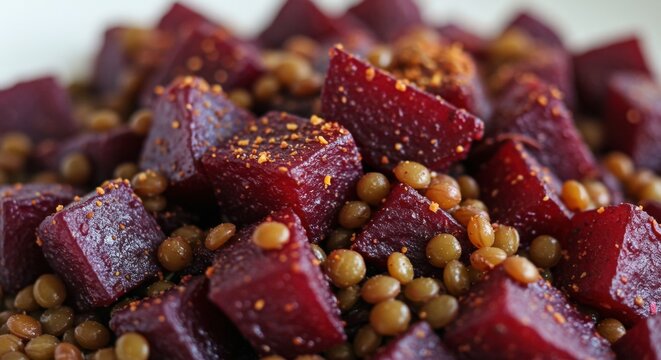 Closeup Beetroot And Lentil Salad
