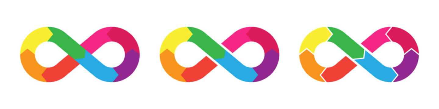 Colorful infinte loop chart. infographic templates with eight parts.