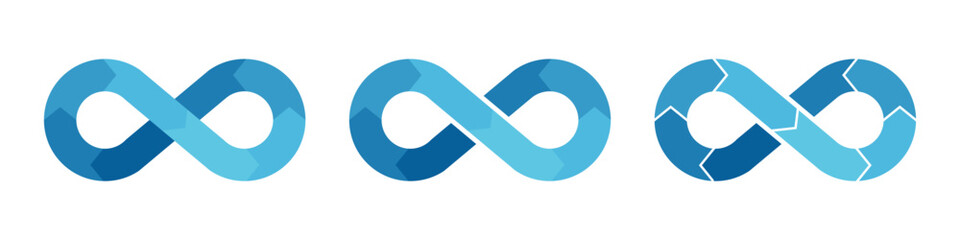 Blue infinte loop chart. infographic templates with eight parts.