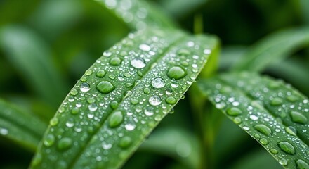Dew-Kissed Lily Leaves: A Macro View of Raindrops on Verdant Foliage