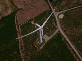 Top-Down View of Wind Turbine, symbolizing renewable energy technology, clean power, sustainability, and environmental awareness.