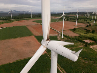 Close-Up of Wind Turbine, symbolizing renewable energy technology, clean power, sustainability, and environmental awareness.