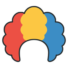 clown hair wig fashion flat color vector illustration template design