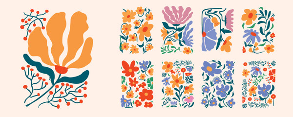 wavy groovy flower element object in naive style