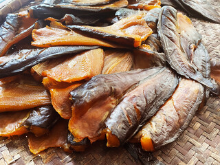 Sun dried fresh catfish background
