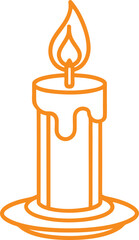 Candle Silhouette Line Art Vector Illustration On White Background