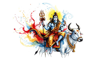 Lord shiva riding nandi hindu deity illustration
