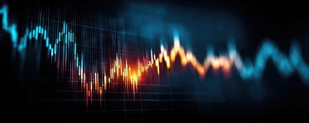 Moving average cross indicator showing exit timing from chart concept. Abstract representation of data analysis and trends in finance.