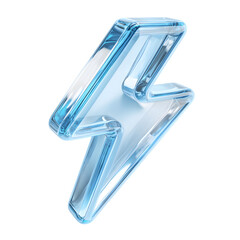 Obraz premium A glossy light blue lightning bolt icon isolated a solid in a 3d rendering isolated on transparent background