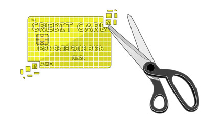 ハサミで切られた金色のクレジットカード