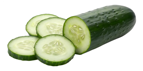 Sliced cucumber isolated on transparent background