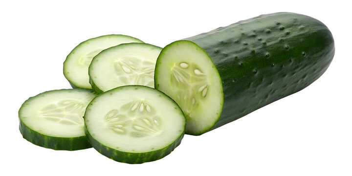 Sliced cucumber isolated on transparent background