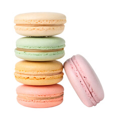 Colorful macarons stacked isolated on transparent background