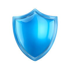 Isolated blue shield with a glossy finish offering a sense of protection isolated on transparent backgruond