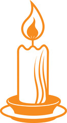 vector illustration of a burning candle in a pot