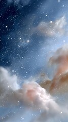Fototapeta premium Dreamy pastel clouds and a starry night sky for phone wallpaper