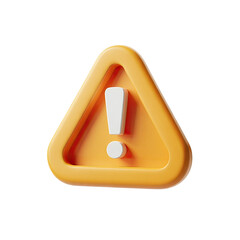 Yellow triangle warning sign with exclamation point for attention alert and danger notification icon vector 3d