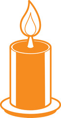 Candle Silhouette Line Art Vector Illustration On White Background