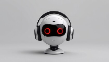 Innovative robot headset design modern studio product photography minimalist environment close-up view futuristic concept