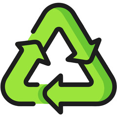 Vector Minimalist Line Art SVG Icon of Recycling Symbol with Green Arrows in Flat Style for Environmental Design