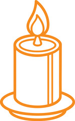 Candle Silhouette Line Art Vector Illustration On White Background