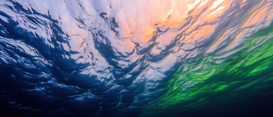 Underwater view of rippled water